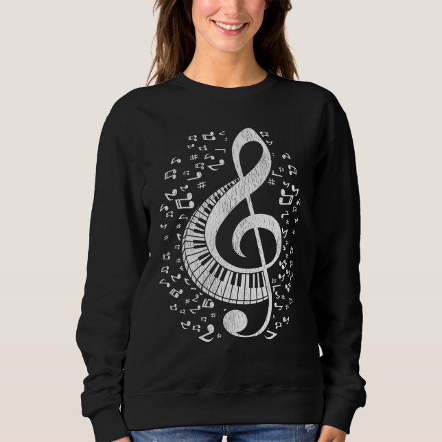 Camiseta Musical Pianist Music Notes Keyboard Treble Clef (Frente)