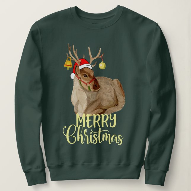 Camiseta Musical Reindeer Rudolph Feliz Natal engraçado (Frente do Design)
