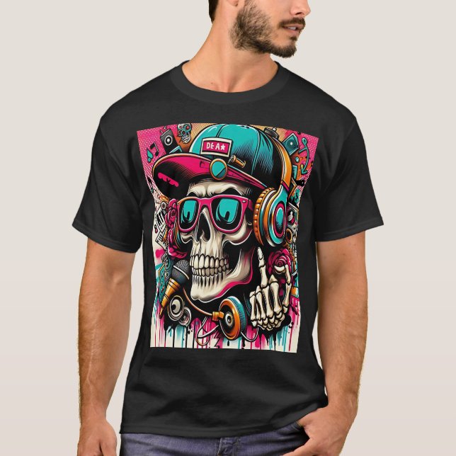 Camiseta Musical Skull: The Art of Sound and Style (Frente)
