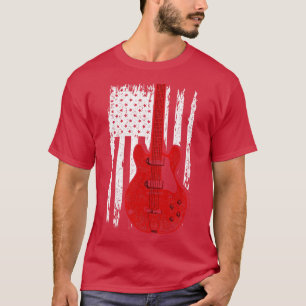 Camiseta Musical US Flag Electric Guitar American Guitaris