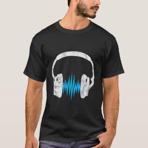Camiseta Músicas de auscultadores Frequência de Pulso Som M