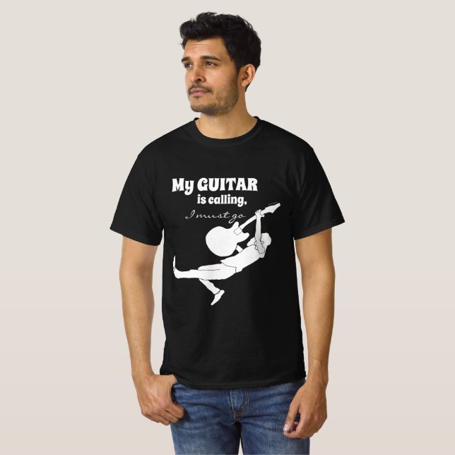Camiseta Musician Gift "My Guitar Is Calling" (Frente Completa)