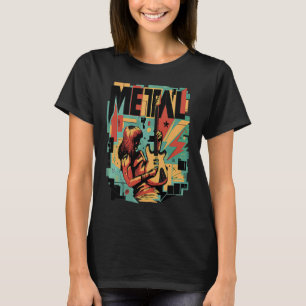 Camiseta Músico de Heavy Metal Abstrato de Rock and Roll