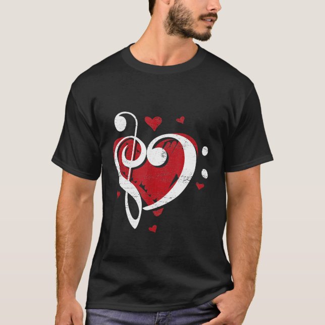 Camiseta Músico de Instrumento Musical de Amor com Coração  (Frente)