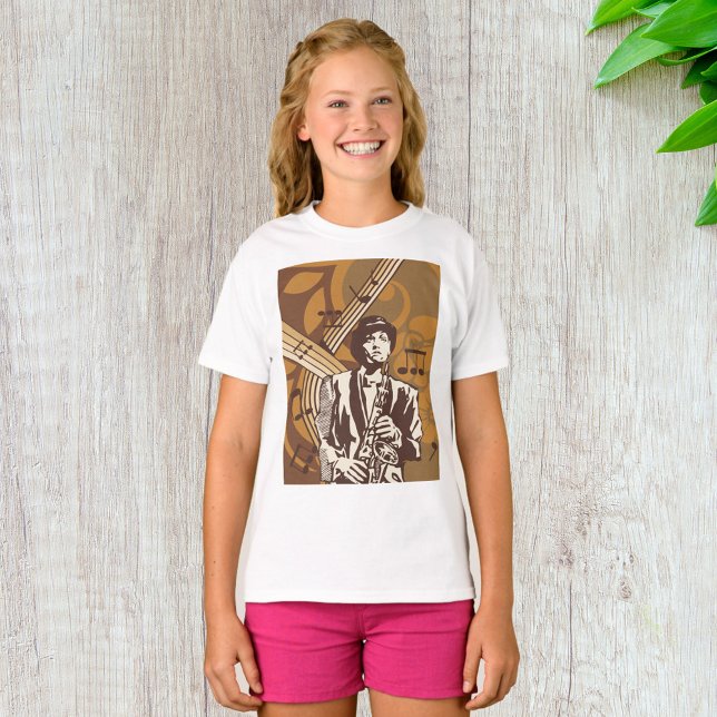 Camiseta Músico de Jazz com Saxofone (Criador carregado)