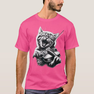 Camiseta Músico de Orquestra Engraçado Violinista Gato de R