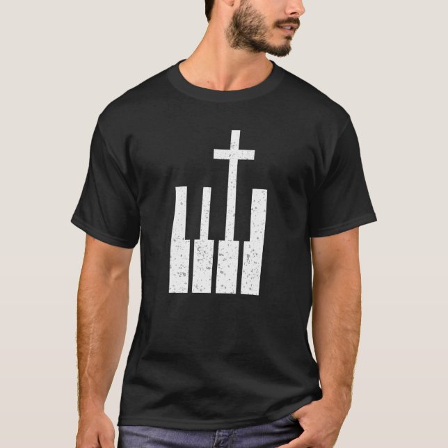 Camiseta Músico de religião do piano (Frente)