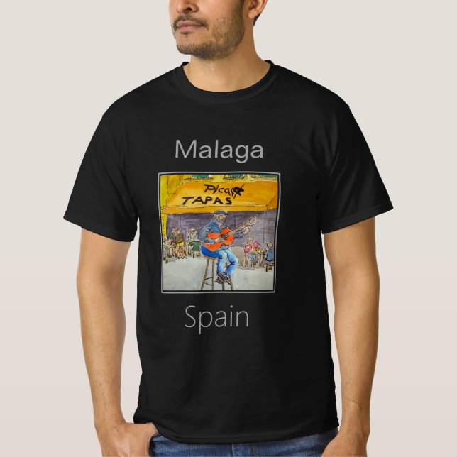 Camiseta Músico de rua, Málaga, Espanha (Frente)