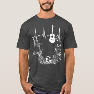 Camiseta Músico de Violão Acústico Batido de Coração