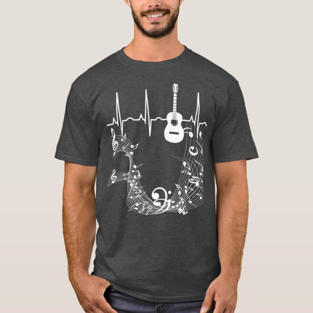 Camiseta Músico de Violão Acústico Batido de Coração (Frente)