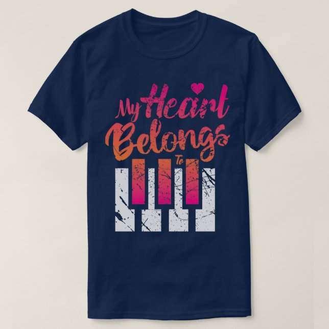 Camiseta Músico Pianista ama piano Me e YouTShirt (Frente do Design)