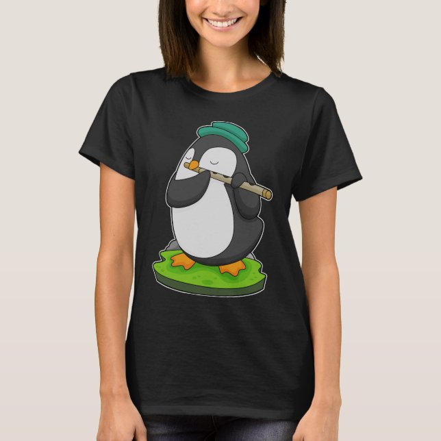 Camiseta Músico pinguim Flute Music (Frente)