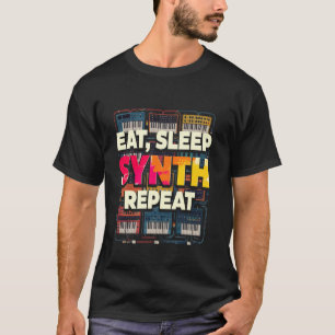 Camiseta Músico Sintetizador Synth DAW Comer Dormir Synth R