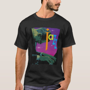 Camiseta Músico Vintage Tocando Música Smooth Jazz no Piano