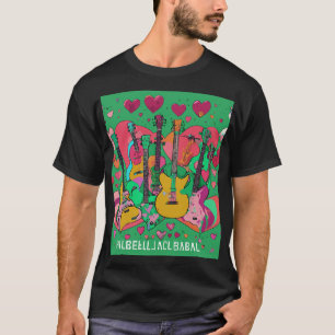 Camiseta Músicos de Groovy com Guitarras em Forma de Coraçã