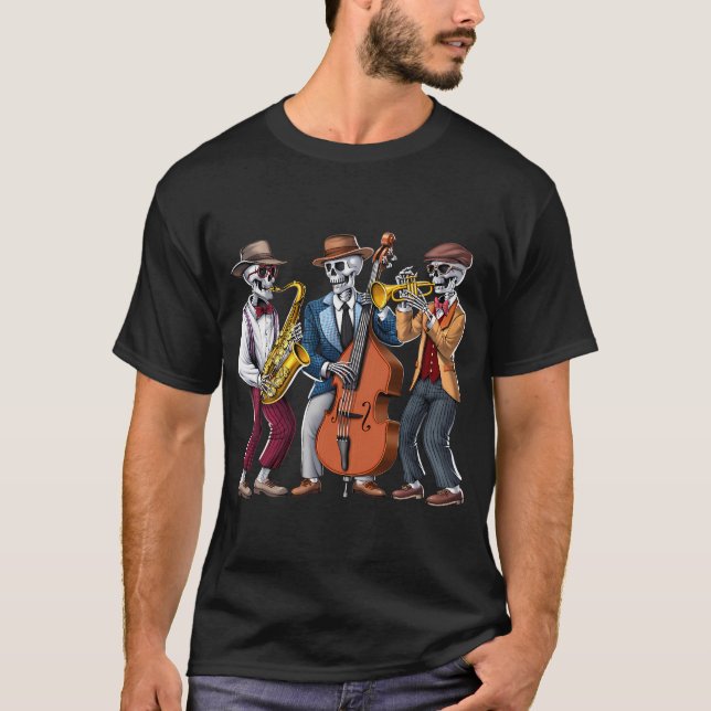 Camiseta Músicos de Jazz Esqueleto (Frente)