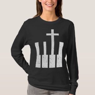 Camiseta Músicos de religião de piano de impressão traseira