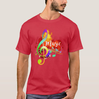 Camiseta Musicreble Funky Colorful Clef Musicreble Note Art