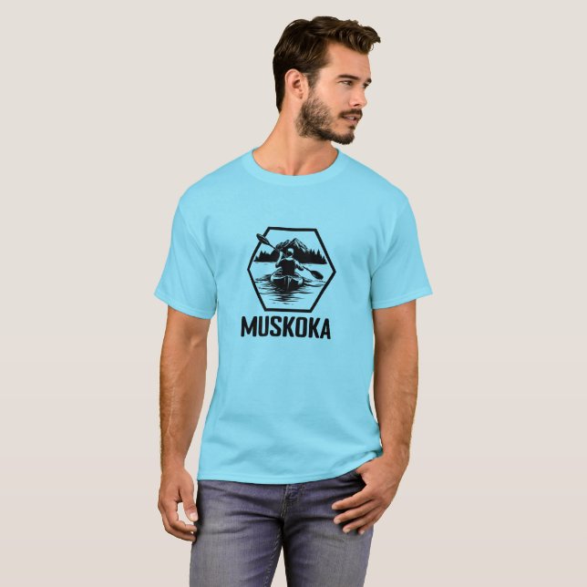 Camiseta Muskoka Ontario Kayaker - Camisa-T básica masculin (Frente Completa)