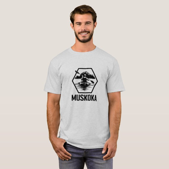 Camiseta Muskoka Ontario Kayaker - Camisa-T básica masculin (Frente Completa)