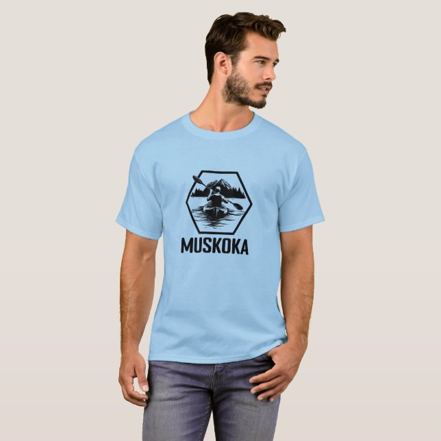 Camiseta Muskoka Ontario Kayaker - Camisa-T básica masculin (Frente Completa)