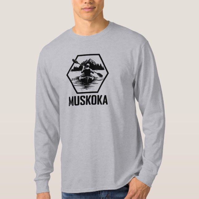 Camiseta Muskoka Ontario Kayaker - T-Shir de Capa Longa Bás (Frente)