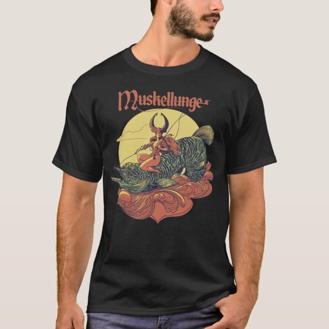 Camiseta musky, a guerreira no seu muskellunge (Frente)