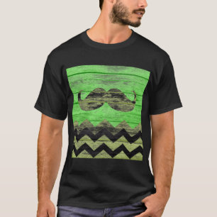 Camiseta Mustache Chevron Vintage Wooden