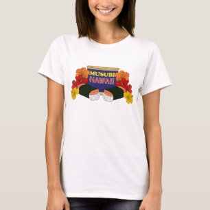 Camiseta Musubi havaiano engraçado e flores de hibisco