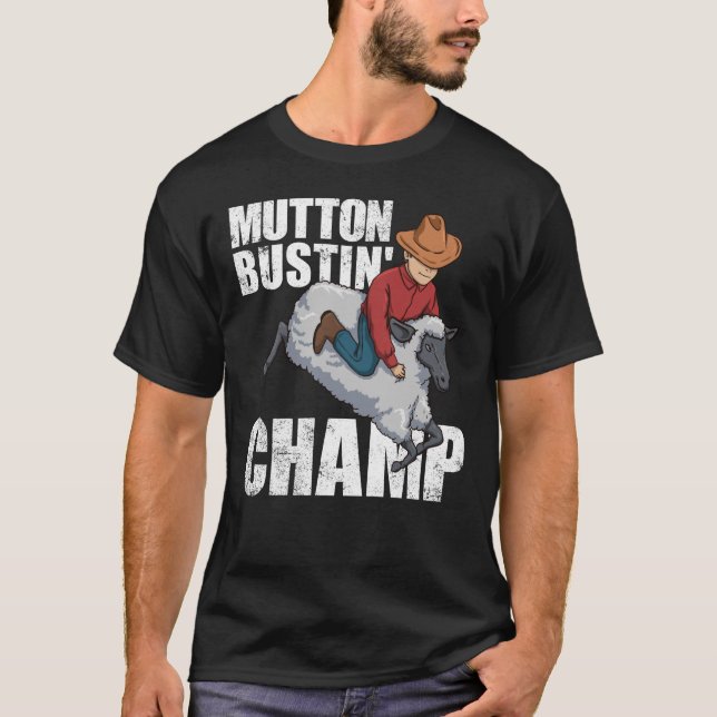 Camiseta Mutton Bustin' Champ Rodeo State Fair Kids (Frente)