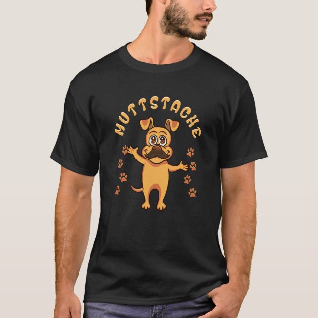 Camiseta MuttStache Humorous Dog With Beard Mutt Mustache (Frente)