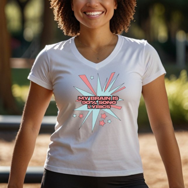 Camiseta My Brain is 90% Song Lyrics – Funny Retro Pop Art (Criador carregado)