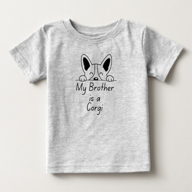 Camiseta 'My Brother is a Corgi' Playful Dog Loving Family (Frente)