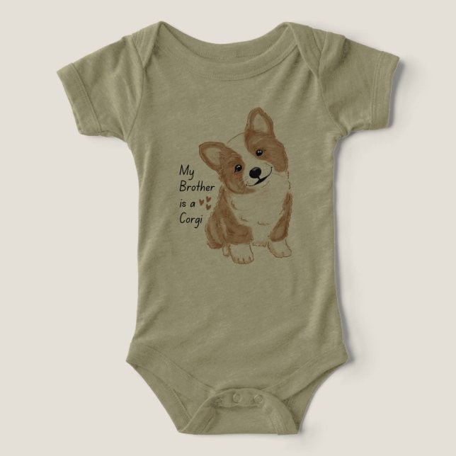 Camiseta 'My Brother is a Corgi' Playful Dog Loving Family (Design frontal)