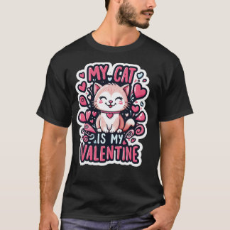 Camiseta My Cat is My Valentine Cute Cat Valentines Day