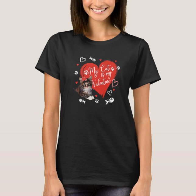 Camiseta My Cat Is My Valentine Cute Valentine's Day Cat Da (Frente)