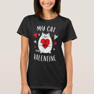 Camiseta My Cat Is My Valentine Kitten Lover Heart Valentin