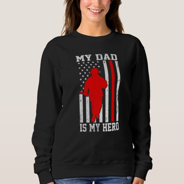 Camiseta My Dad Is My Hero Funny Firefighter Patriotic Amer (Frente)