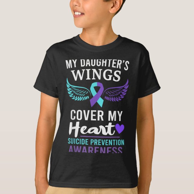 Camiseta My Daughter's Wings Cover Heart Suicide Awareness  (Frente)