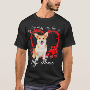 Camiseta My Dog Holds The Key To My Heart Corgi Valentine