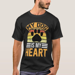 Camiseta My Dog Is My Heart – Retro Paw Print Dog Lover