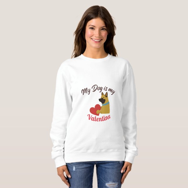 Camiseta My Dog Is My Valentine – Cute Dog Love Illustratio (Frente Completa)