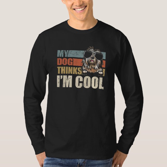Camiseta My Dog Thinks I'm Cool Old English Sheepdog  Retro (Frente)