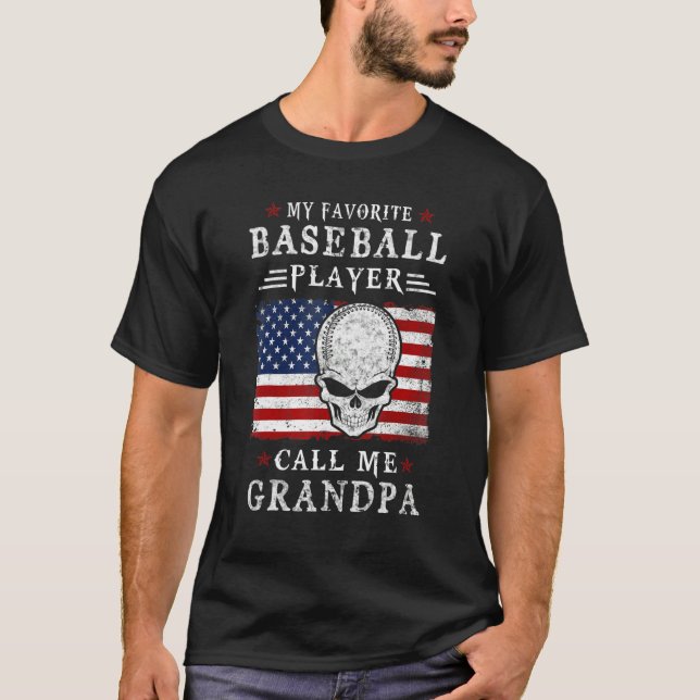 Camiseta My Favorite Baseball Player Call Me Grandpa USA Fl (Frente)