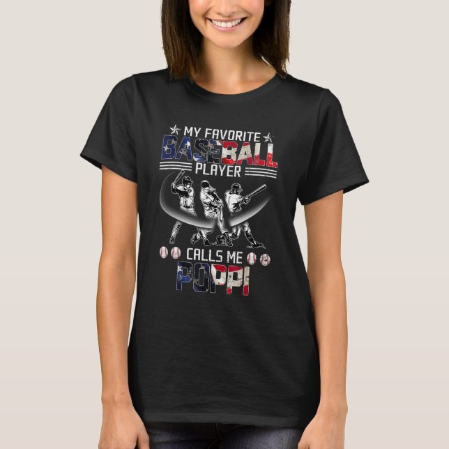 Camiseta My Favorite Baseball Player Calls Me Poppi America (Frente)
