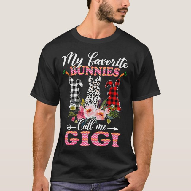 Camiseta My Favorite Bunnies Call Me Gigi Easter Leopard (Frente)