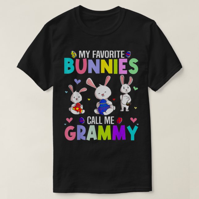 Camiseta My Favorite Bunnies Call Me Grammy Family Easter P (Frente do Design)