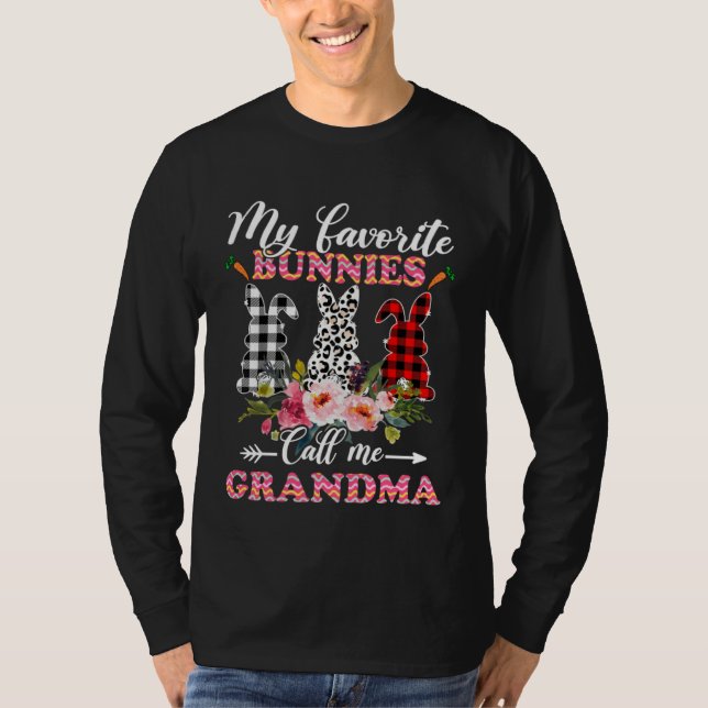 Camiseta My Favorite Bunnies Call Me Grandma Easter Leopard (Frente)