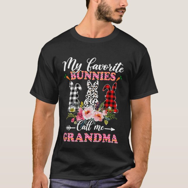Camiseta My Favorite Bunnies Call Me Grandma Easter Leopard (Frente)