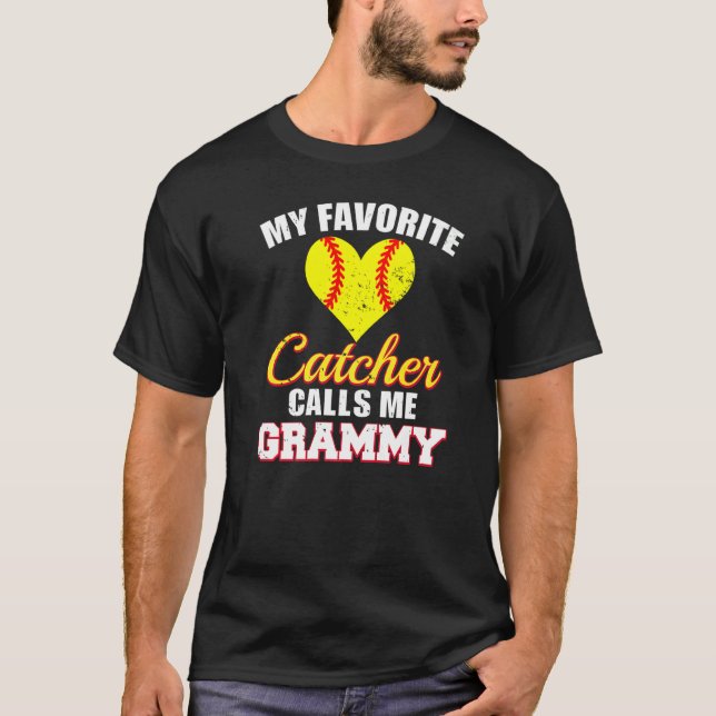 Camiseta My Favorite Catcher Calls Me Grammy Catcher Softba (Frente)